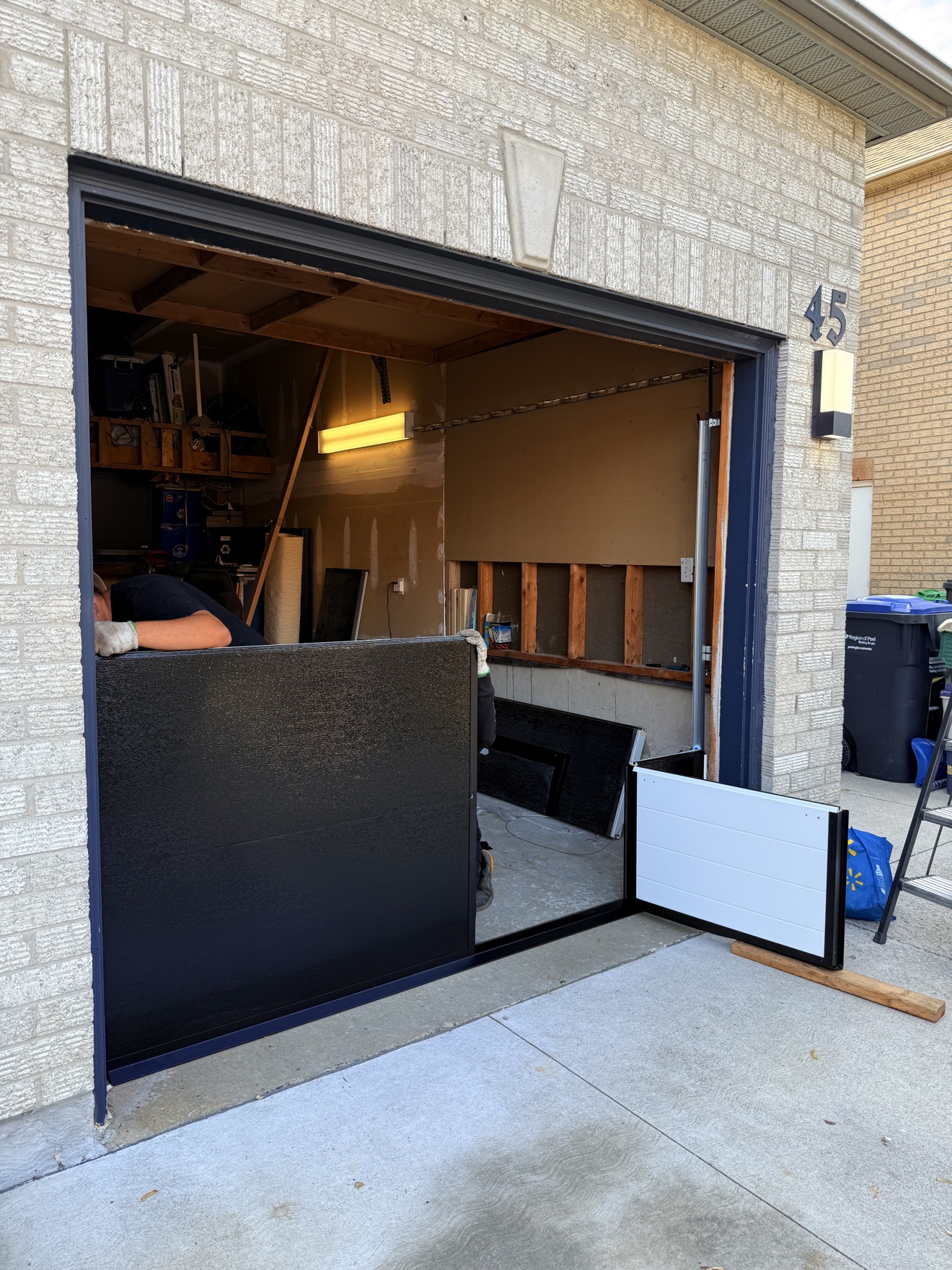 Walk-through door section being assembled